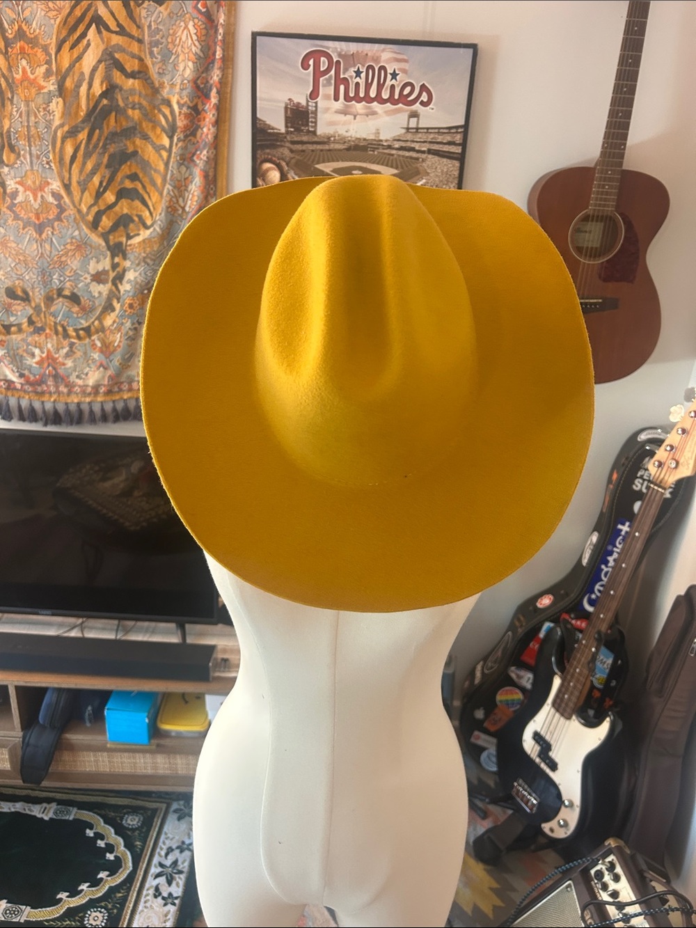 NWOT  FP Mustard Yellow Wide-Brim Felt Cowboy Hat